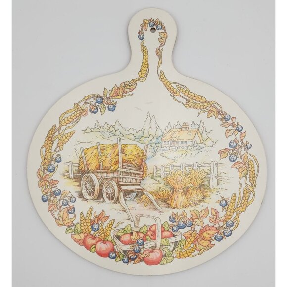 VTG Cloverleaf Melamine Chopping Board Harvest Cart Pumpkins Scene  NWT - Picture 1 of 8